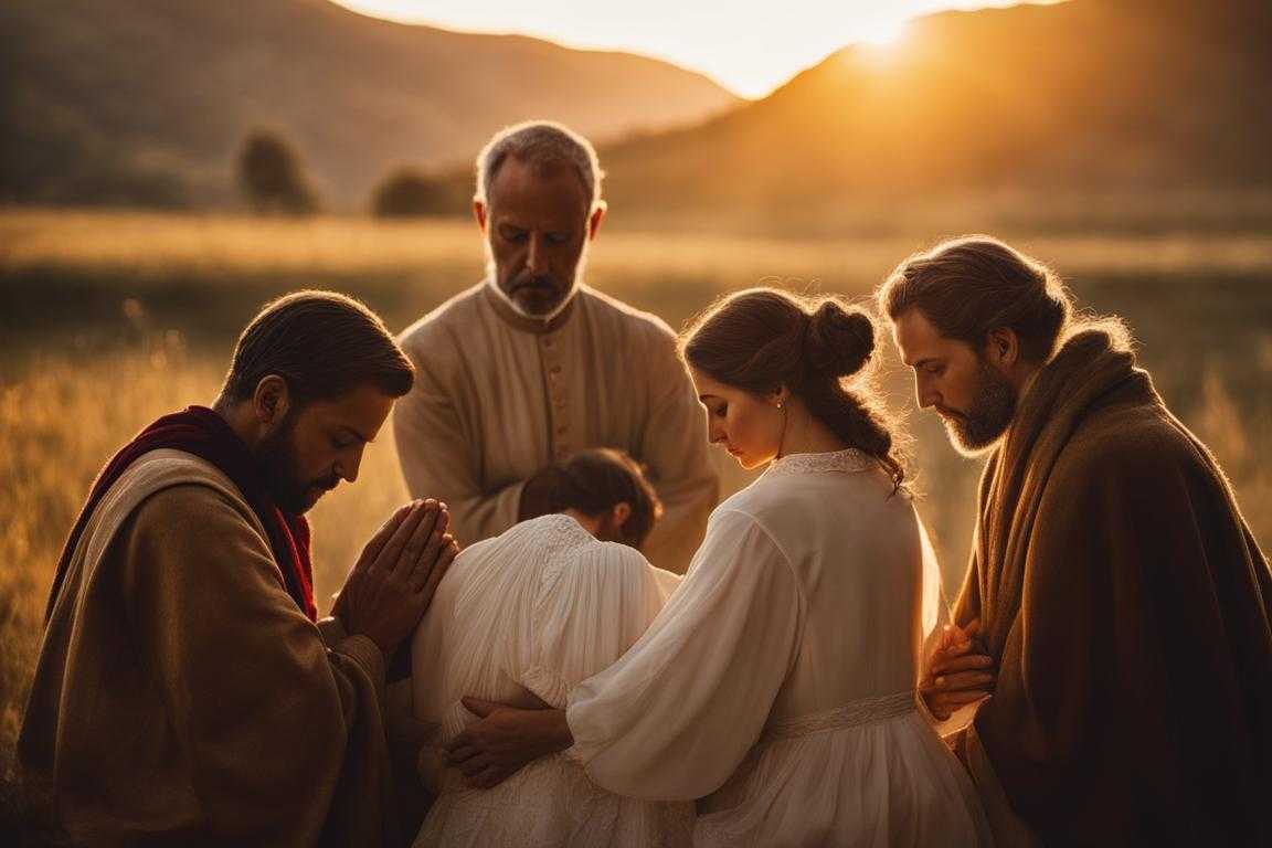 group-of-people-gathered-in-a-circle-heads-bowed-in-prayer-hands-clasped-together-warm-golden-lig