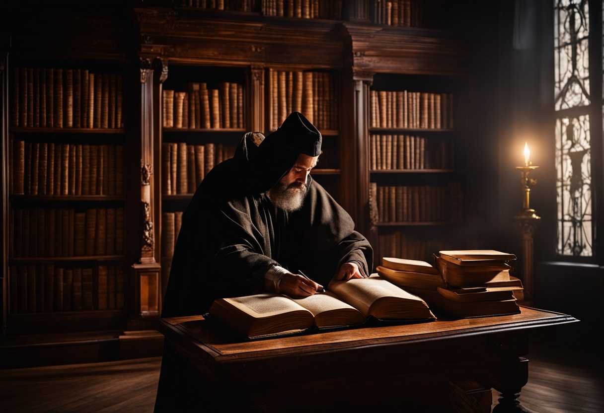 Mysterious-figure-in-a-dimly-lit-library-ancient-books-glowing-symbols-intense-focus-suspenseful_ltbd