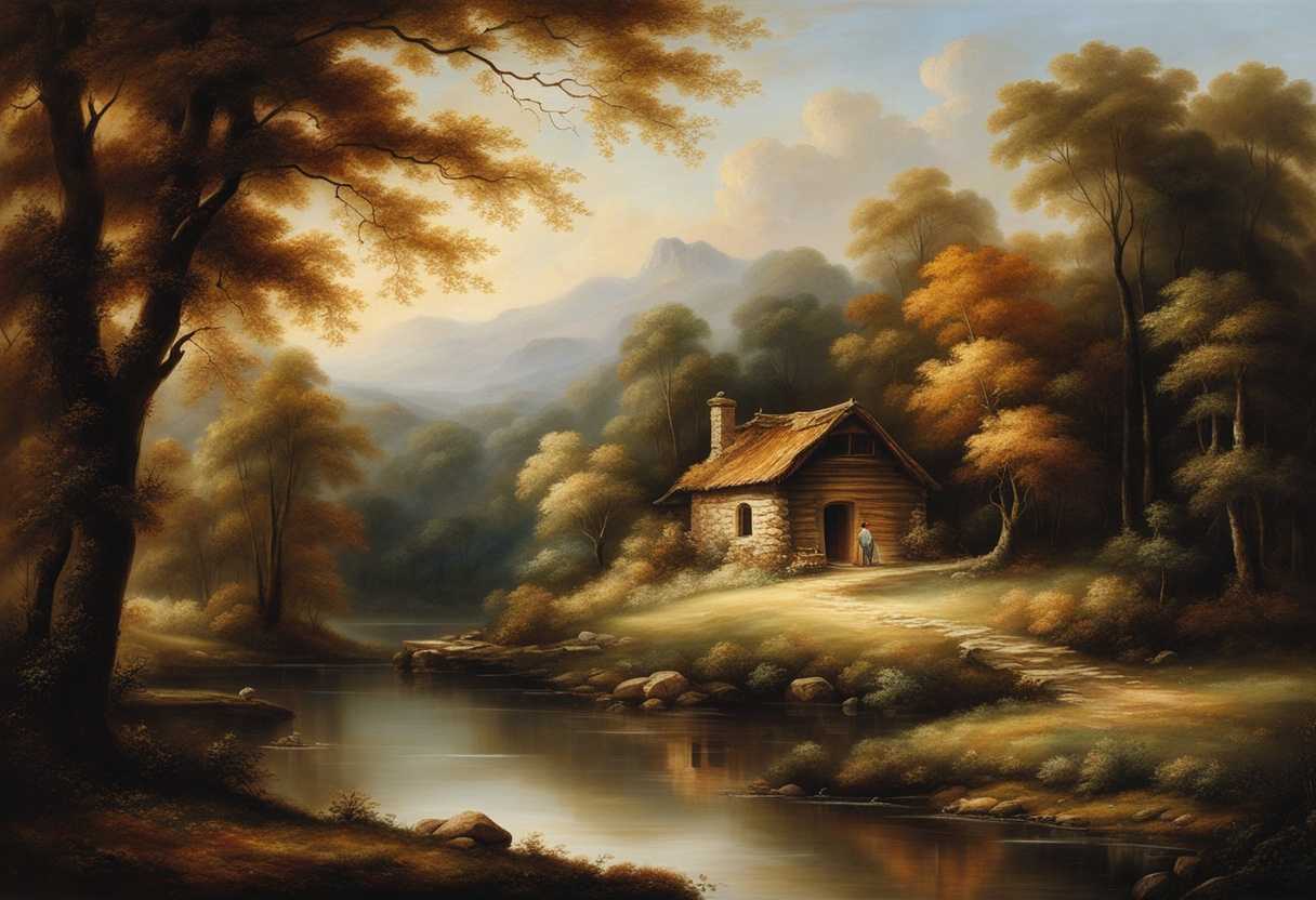 Serene-landscape-cozy-cabin-soft-light-filtering-through-trees-tranquil-atmosphere-peaceful-soli_ywlz