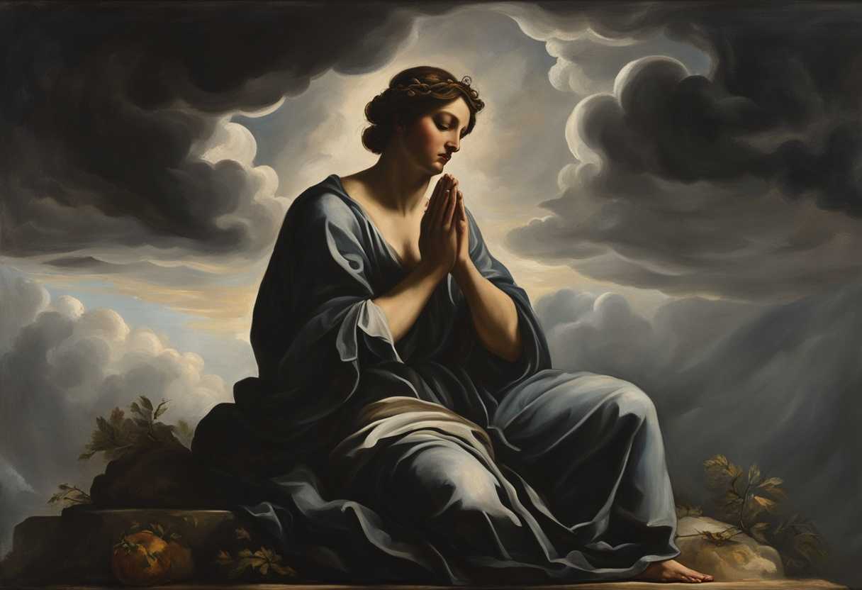 A-serene-figure-praying-under-a-stormy-sky-seeking-divine-guidance-surrounded-by-dark-clouds_svym