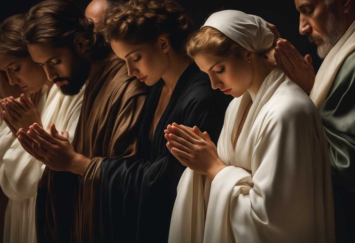 A-diverse-group-in-deep-prayer-heads-bowed-hands-clasped-bathed-in-soft-light_wmto