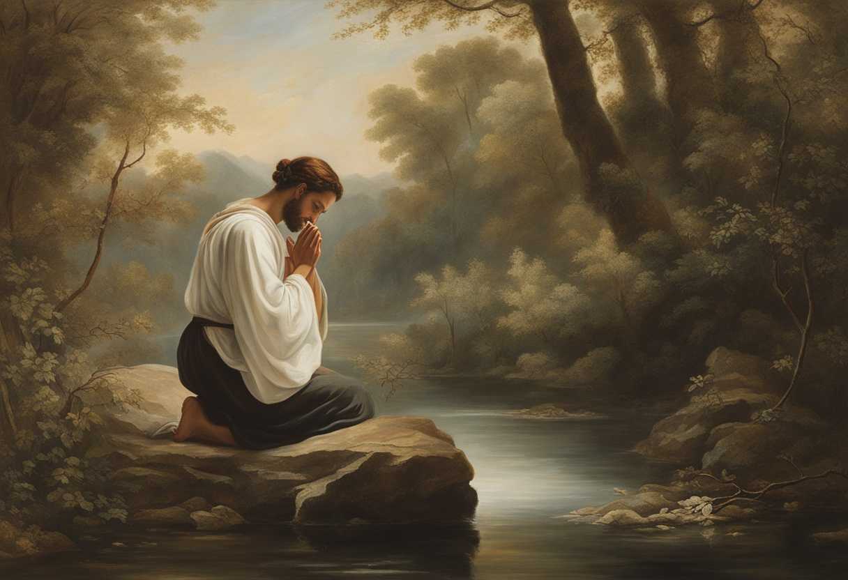 A-serene-individual-prays-in-nature-radiating-hope-and-peaceful-energy-amidst-stillness_qiqg