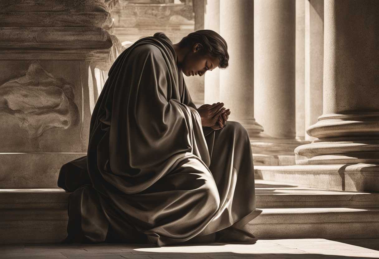 A-person-prays-under-dappled-sunlight-embodying-humility-and-inner-peace-in-nature_yijt