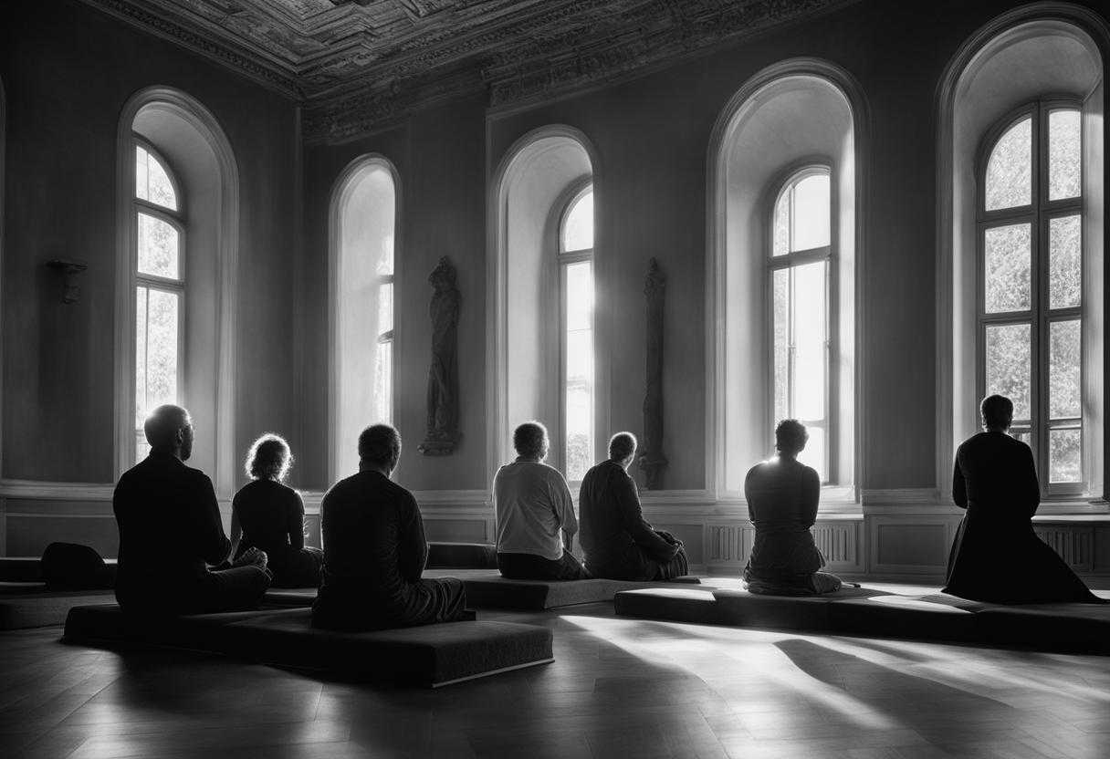group-of-people-praying-soft-light-filtering-through-the-windows-serene-atmosphere-gentle-shadows