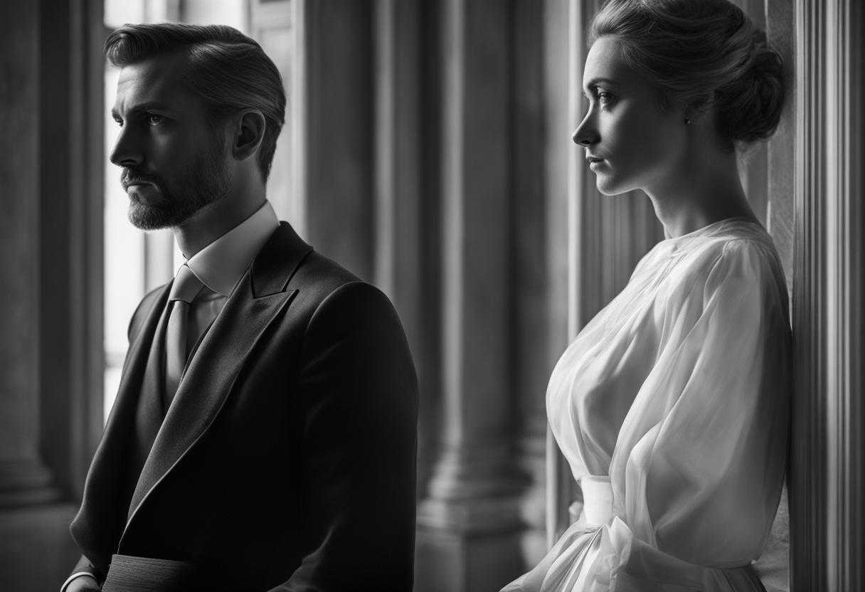black-and-white-photograph-of-a-man-and-woman-solemn-contemplative-soft-light-window-solidarity