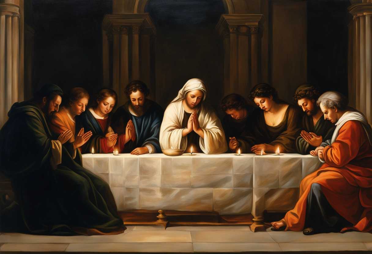 A-diverse-group-in-prayer-hands-clasped-illuminated-by-soft-candlelight-radiating-unity_xvre