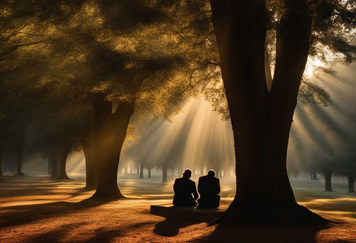 Morning-light-filters-through-trees-as-individuals-pray-peacefully-radiating-deep-faith-in-nature_doxx