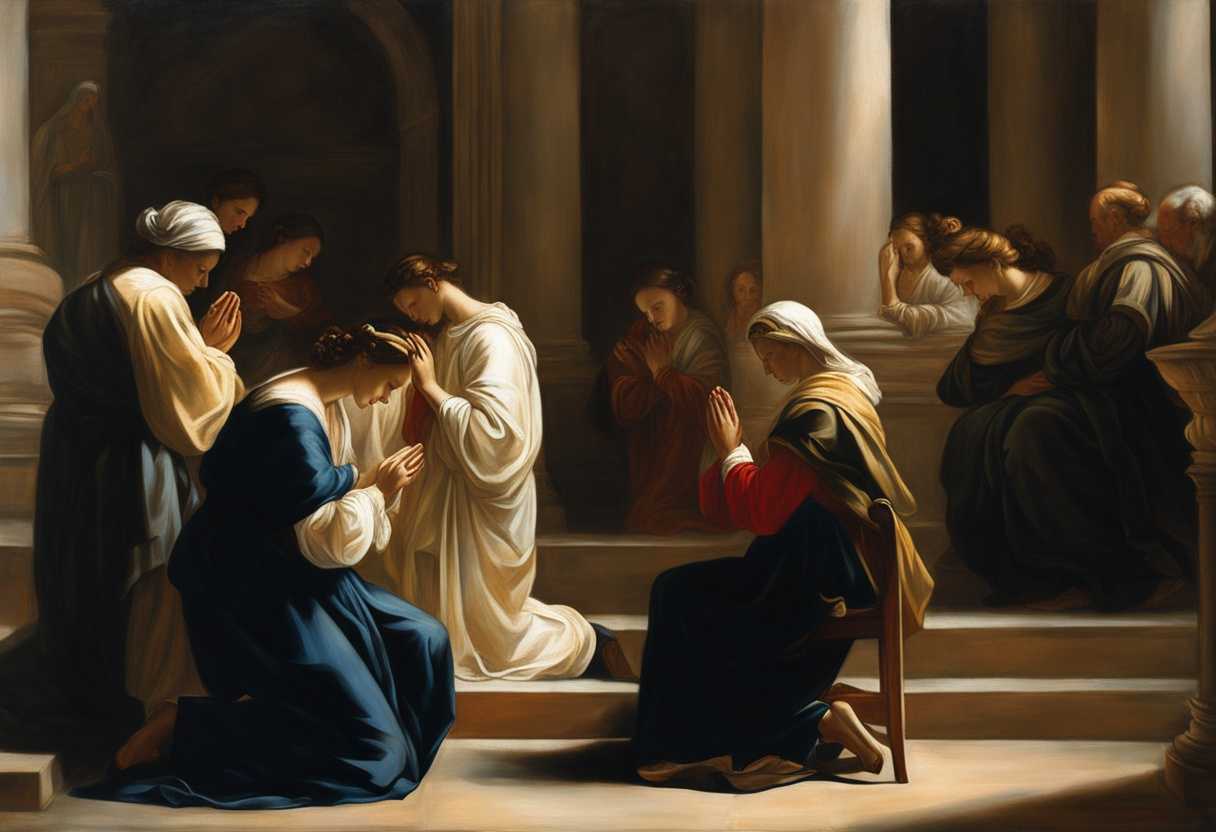 A-serene-gathering-in-soft-light-hands-clasped-heads-bowed-in-shared-prayer_qhtv