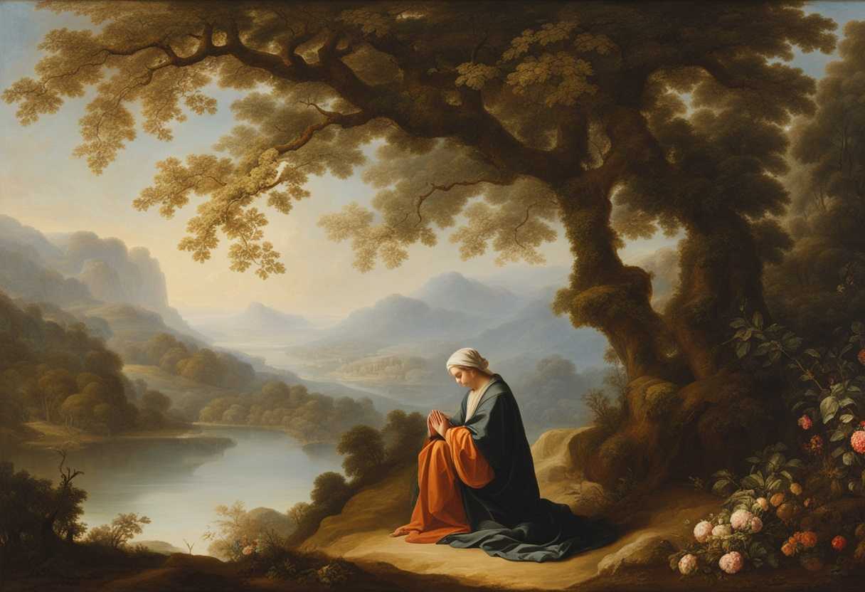A-person-kneels-in-prayer-surrounded-by-vibrant-nature-embodying-hope-and-renewal_bxix