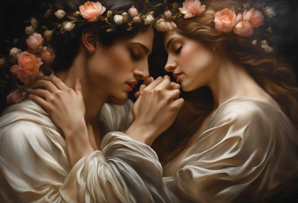 A-couple-in-soft-light-entwined-hands-surrounded-by-blooming-flowers-radiating-love_codf