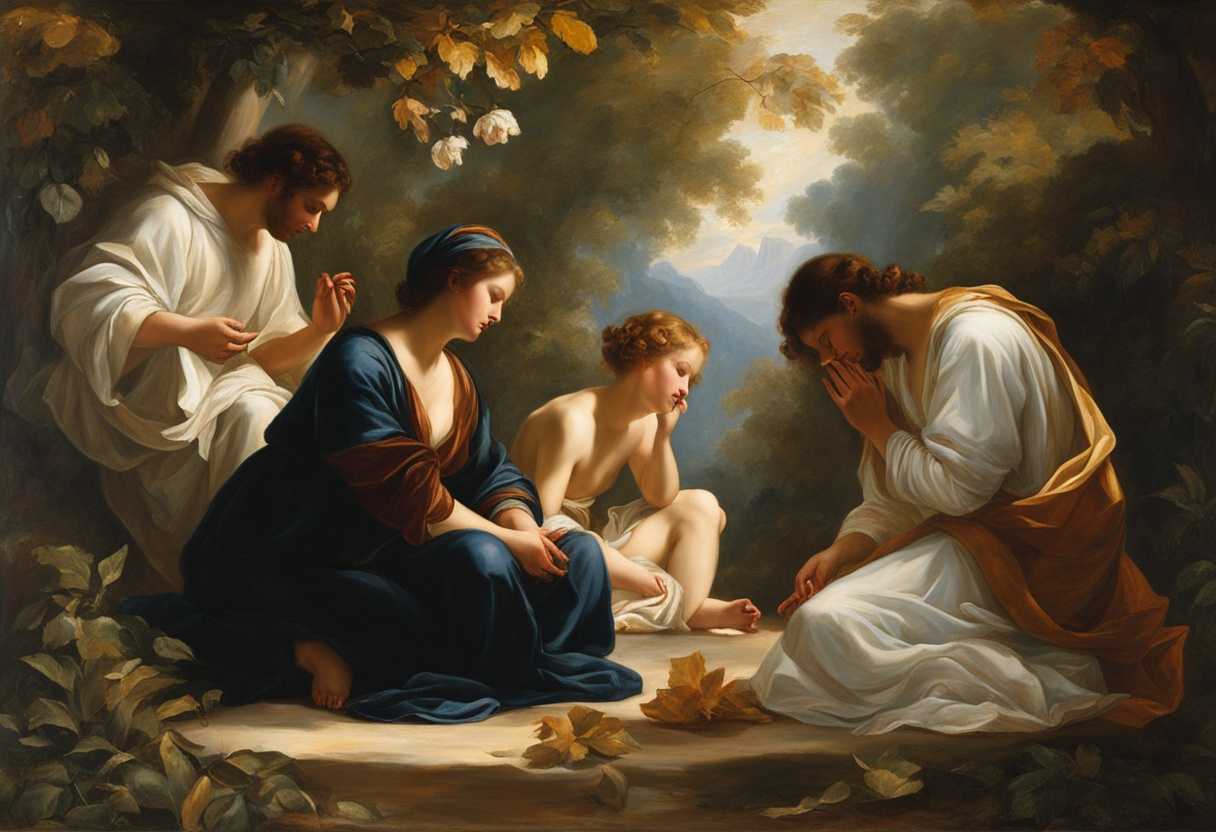 A-serene-gathering-in-prayer-sunlight-filtering-through-leaves-embodying-unity-and-faith_ggpr