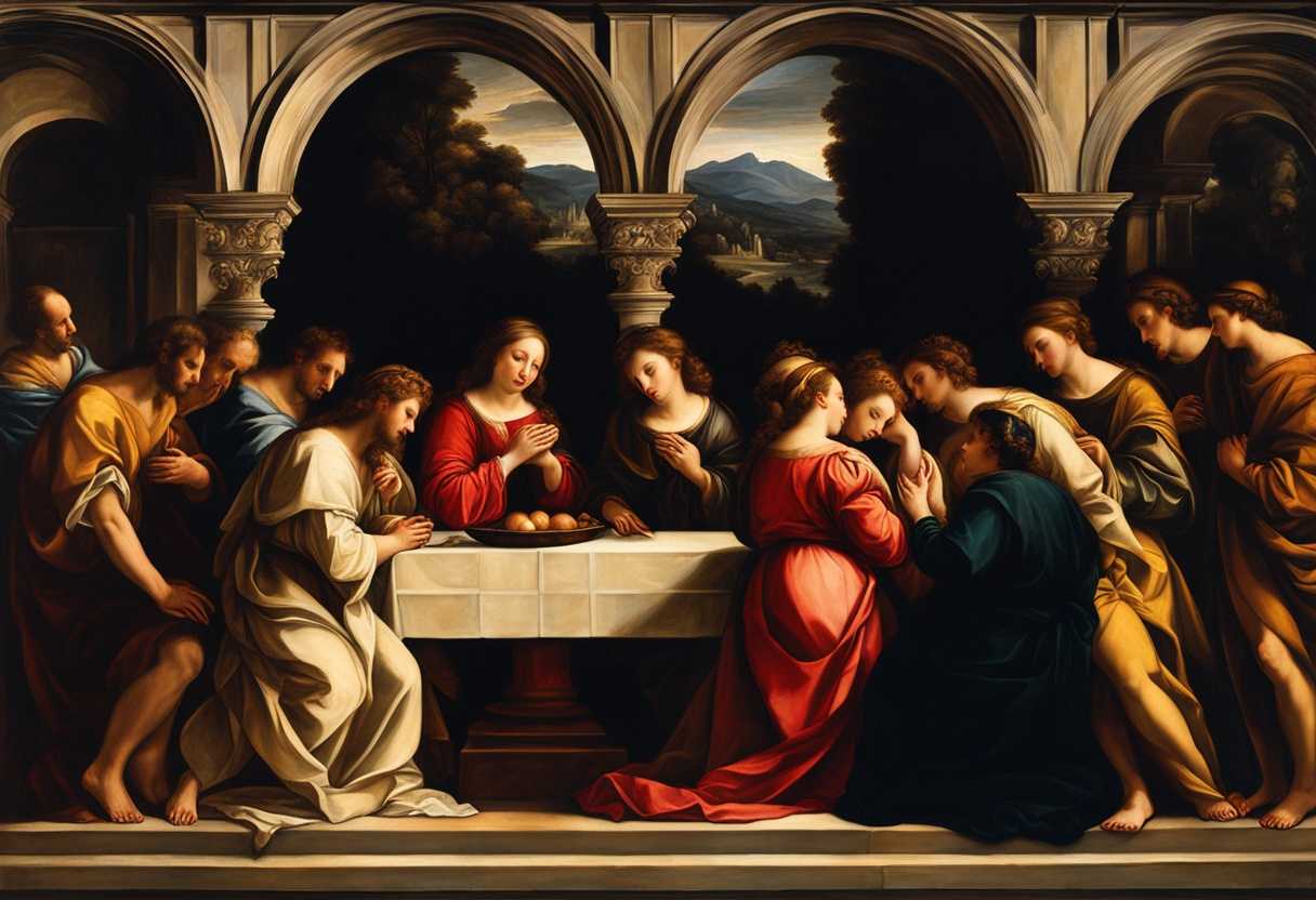 A-prayerful-gathering-hands-clasped-heads-bowed-warm-stained-glass-light-illuminating-love_jegr