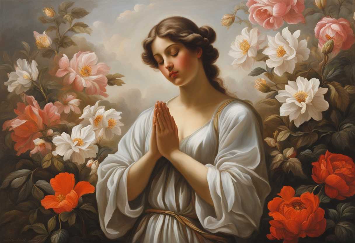 A-serene-figure-prays-amidst-blooming-flowers-eyes-closed-hands-clasped-seeking-true-love_qdee