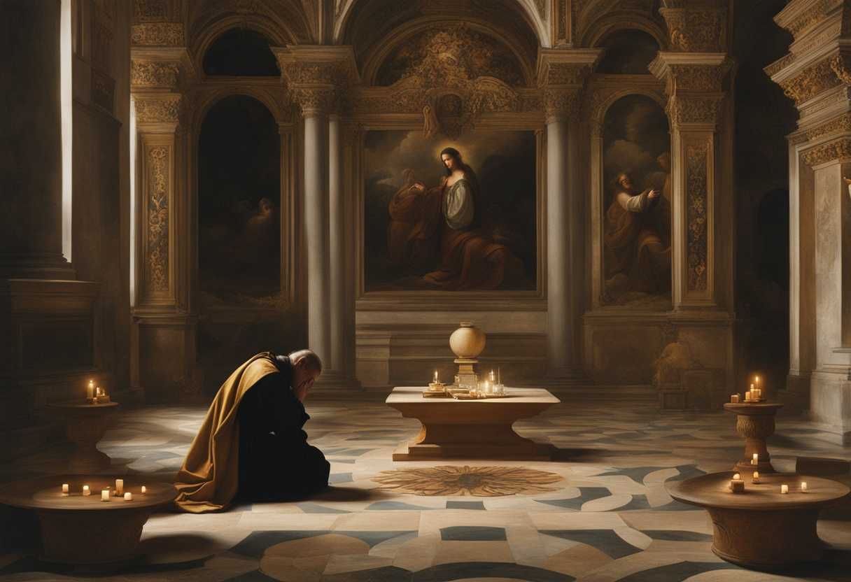 A-person-kneels-in-prayer-surrounded-by-love-symbols-in-a-tranquil-ethereal-setting_suha