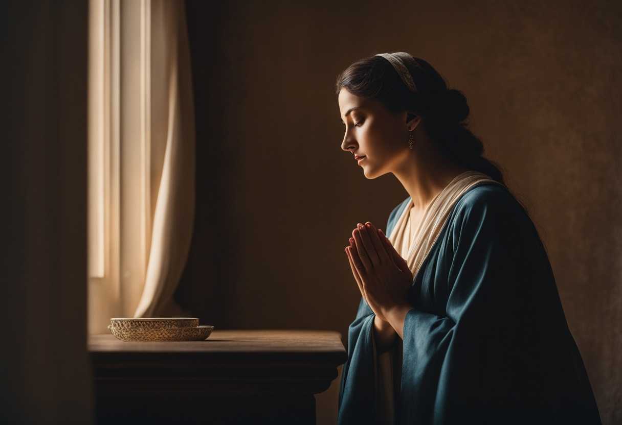 A-woman-peacefully-praying-in-a-softly-lit-room-radiating-devotion-and-tranquility_zrlu