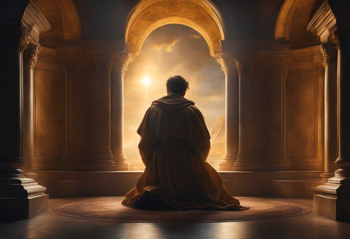 A-serene-scene-of-a-traveler-praying-surrounded-by-glowing-light-symbolizing-love-and-protection_bryk