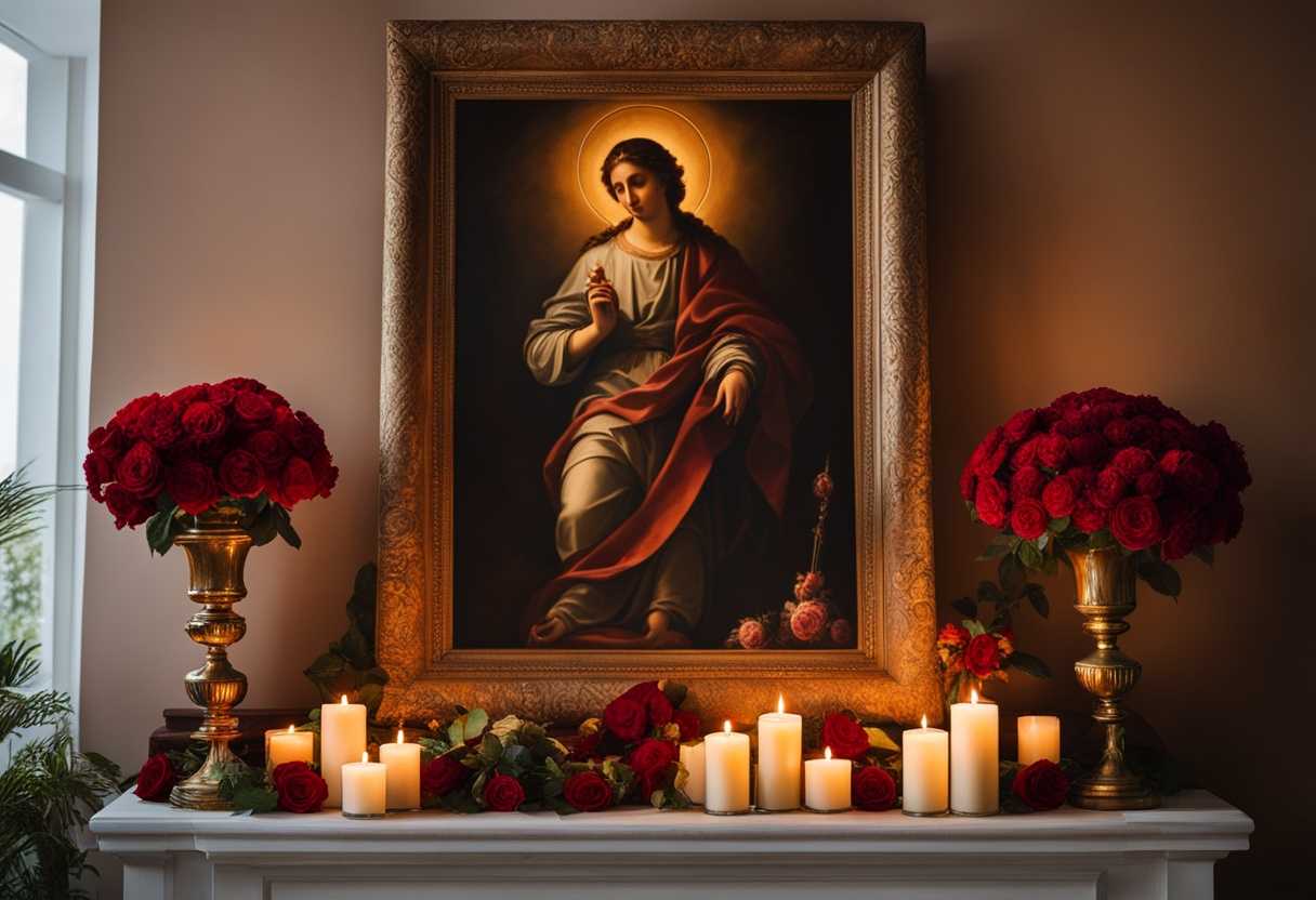 A-serene-altar-with-candles-Saint-Expedite-statue-flowers-and-a-hopeful-heart-seeking-love_bcwm