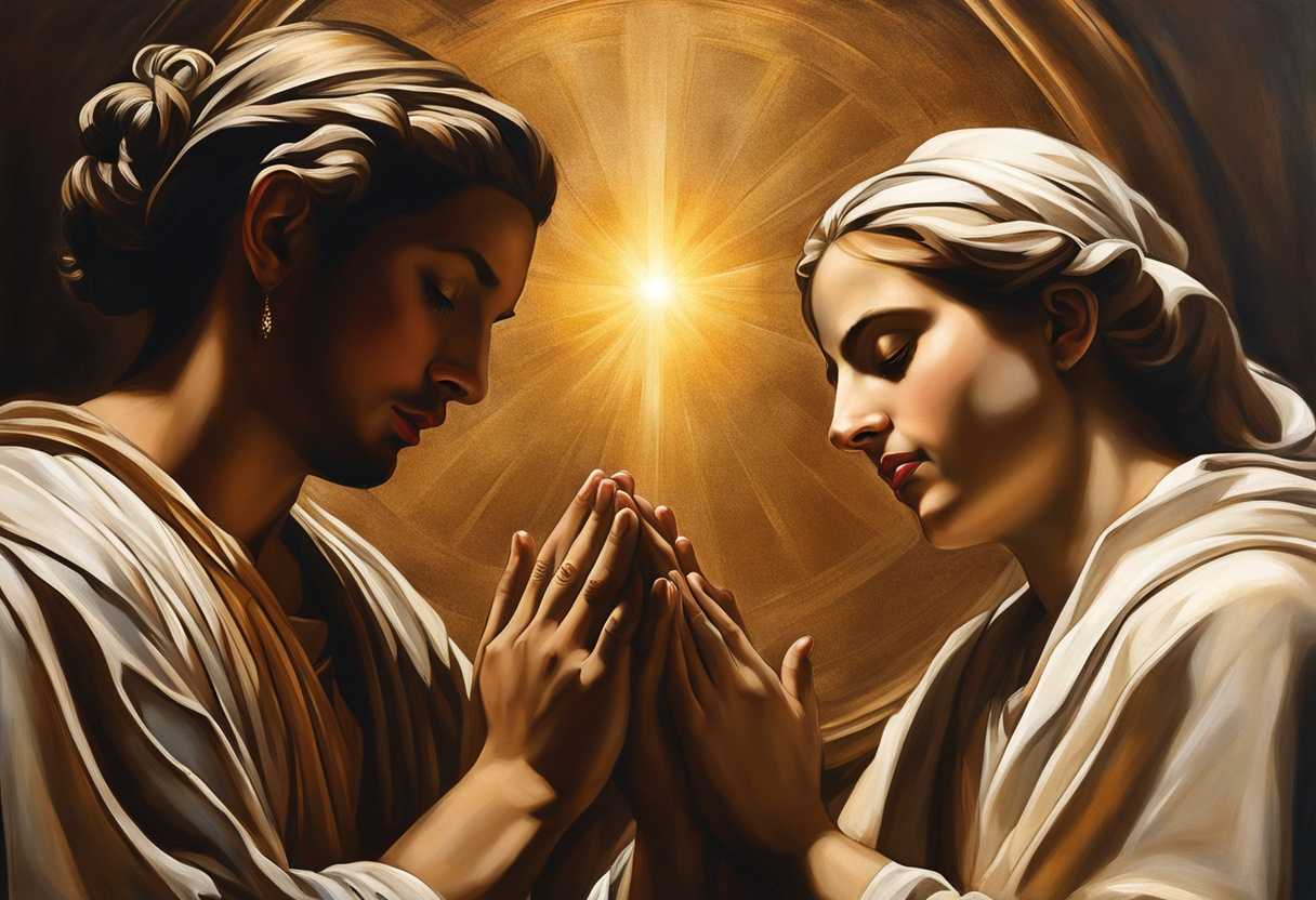 Two-friends-sharing-a-heartfelt-moment-hands-clasped-in-prayer-surrounded-by-warm-sunlight_oyhb