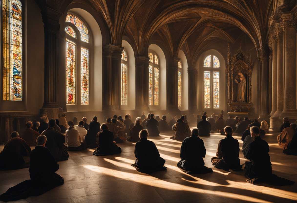 A-serene-room-filled-with-individuals-in-prayer-illuminated-by-soft-stained-glass-light_llao