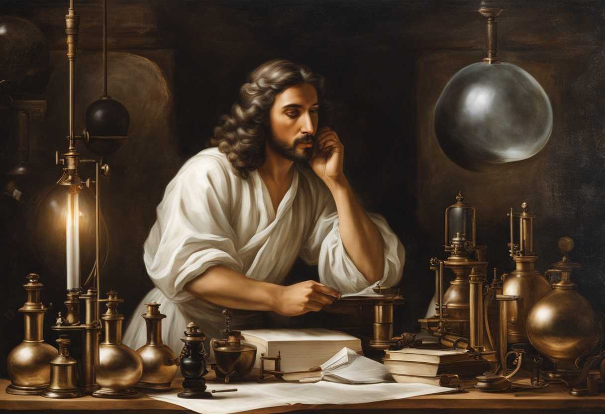 Scientist-in-lab-meditative-pose-surrounded-by-equipment-serene-atmosphere-seeking-inspiration-_rnnb