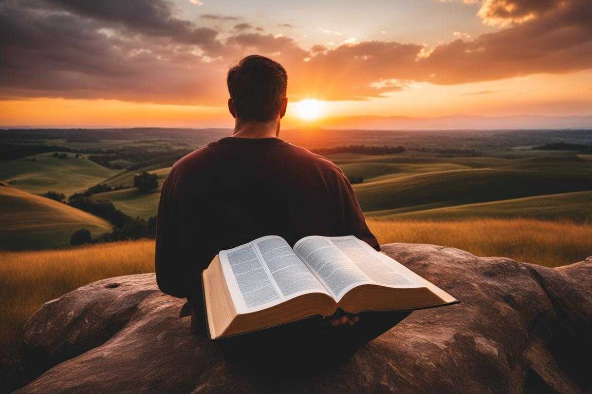 person-holding-open-Bible-Psalm-37-4-serene-landscape-sunset-warm-glow-peaceful-contemplation-