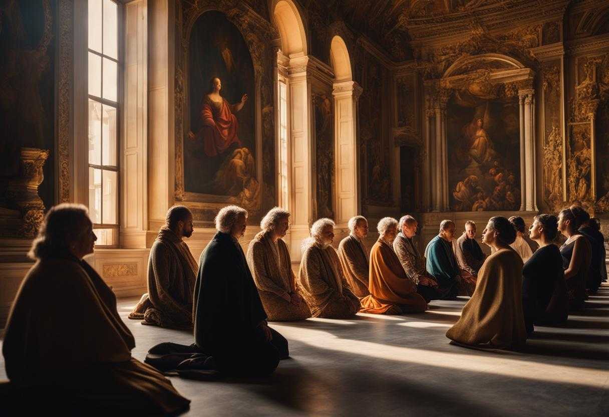 group-of-people-praying-serene-atmosphere-warm-sunlight-natural-light-unity-togetherness-spiri