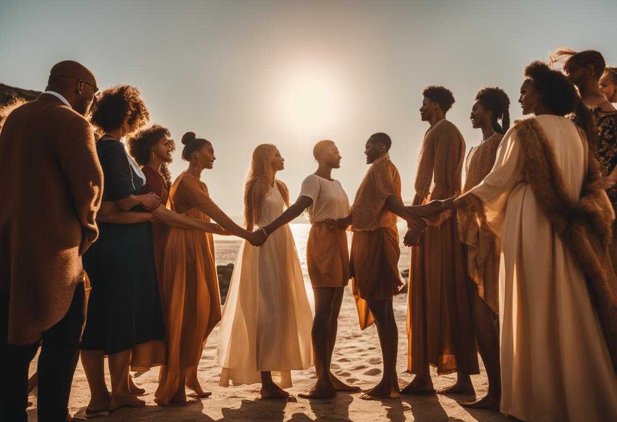 diverse-group-of-people-standing-together-holding-hands-unity-strength-sunlight-glow-unique-qua