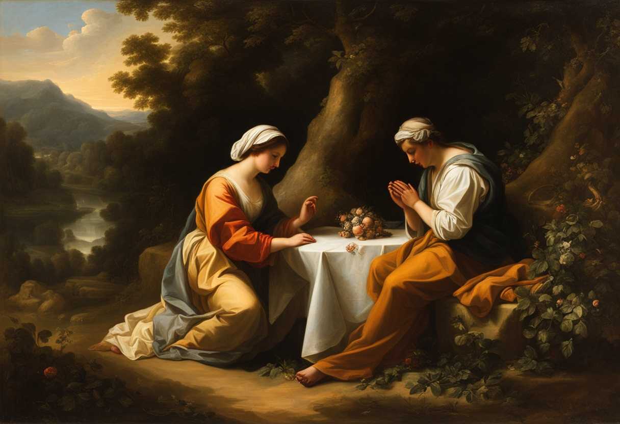 A-couple-prays-together-in-warm-light-surrounded-by-nature's-tranquility-and-intimacy_mhdm