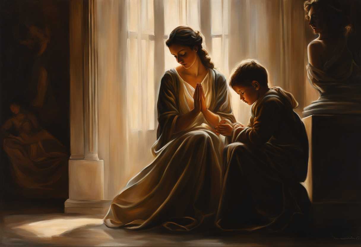 A-mother-and-son-share-a-serene-prayer-bathed-in-soft-hopeful-light_vvdz