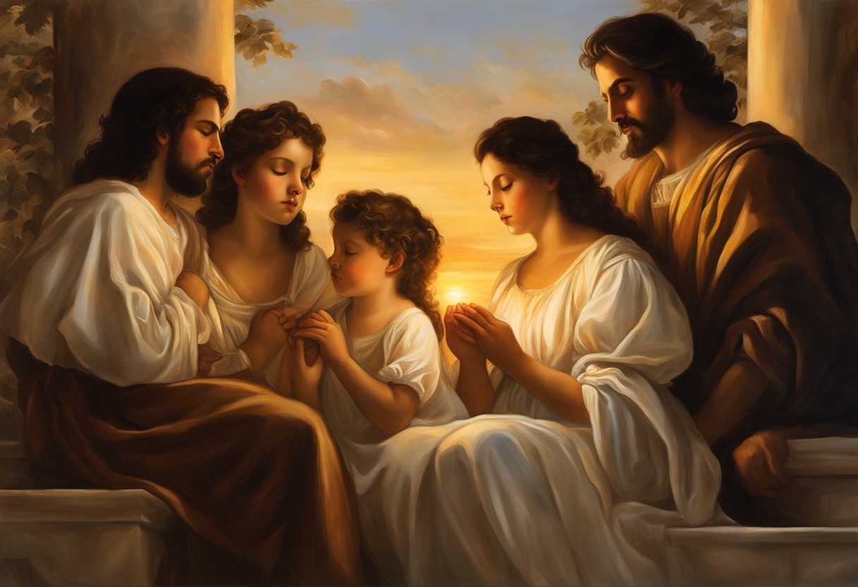 Family-gathers-at-sunset-united-in-prayer-bathed-in-golden-light-embodying-tradition-and-faith_ngnp