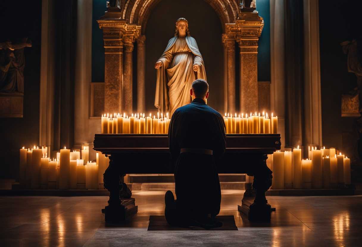 A-hopeful-individual-praying-at-St-Jude-s-altar-surrounded-by-candles-serene-atmosphere-soft-ligh_caes