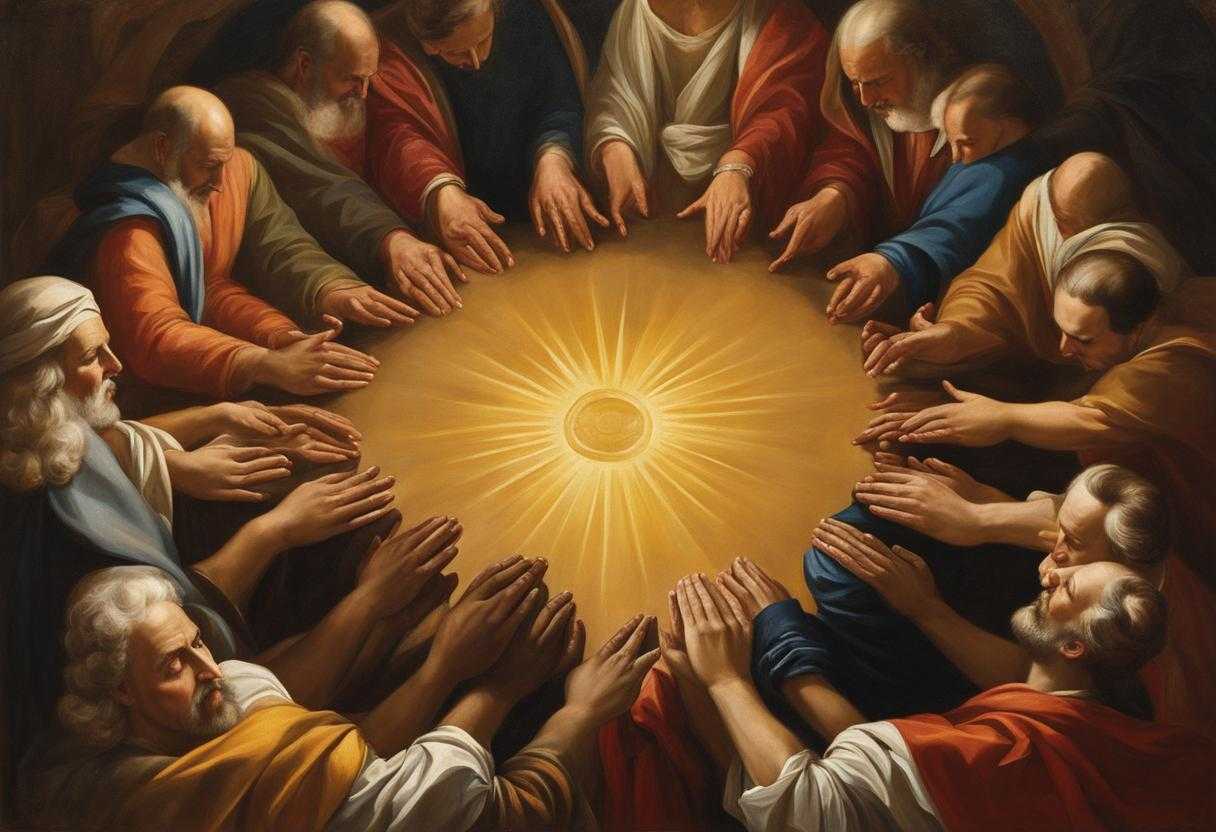 team-of-people-standing-in-a-circle-heads-bowed-in-prayer-hands-clasped-together-warm-glow-of-sun